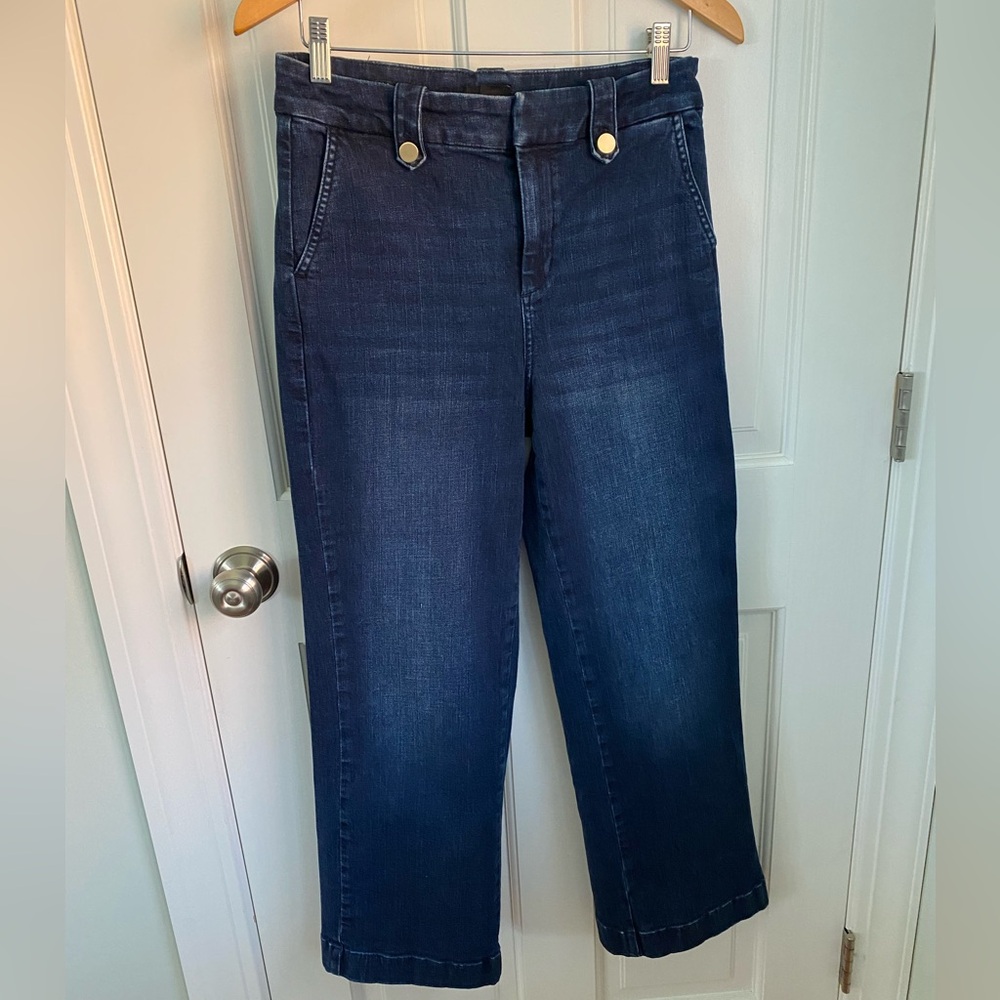 Talbots Dark Blue wide leg trouser jeans 8 Petite